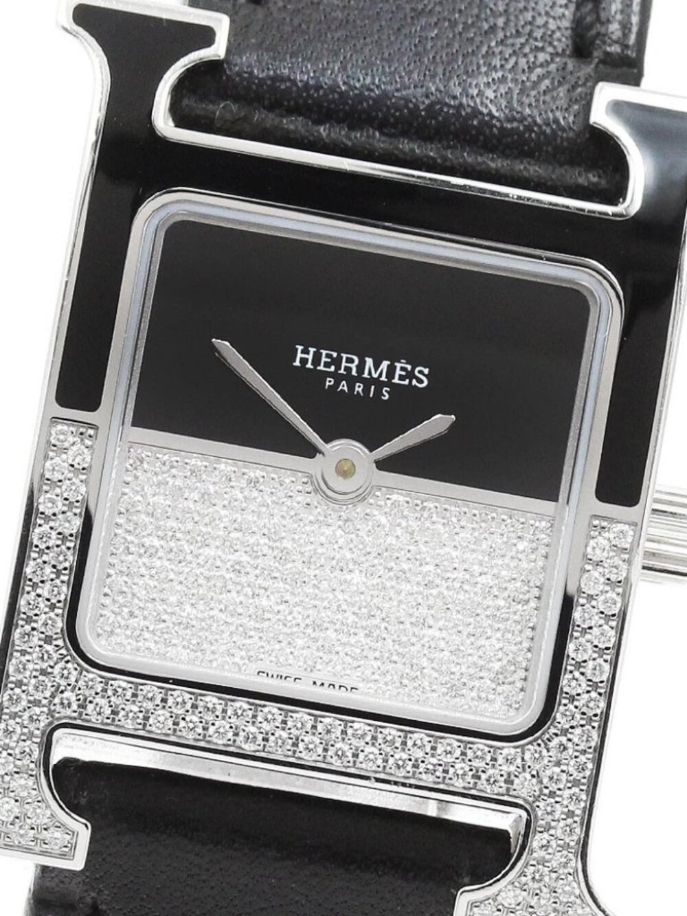 HERMES H Watch de Bourjou HH1.233 Black/Diamond Dial Quartz Ladies Watch_962800